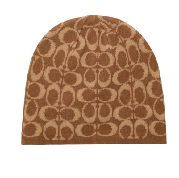 Coach Signature Beanie Hat & Scarf Boxed Gift Set - Khaki /Brown / Tan NWT! - Picture 6 of 7